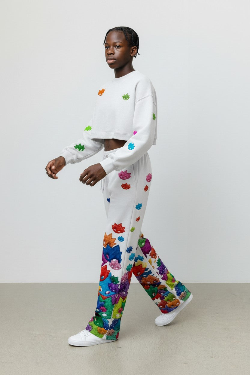 商品名：マルチカラー・モンスターエンブロイダリー セットアップ（スウェット＆ワイドパンツ）
